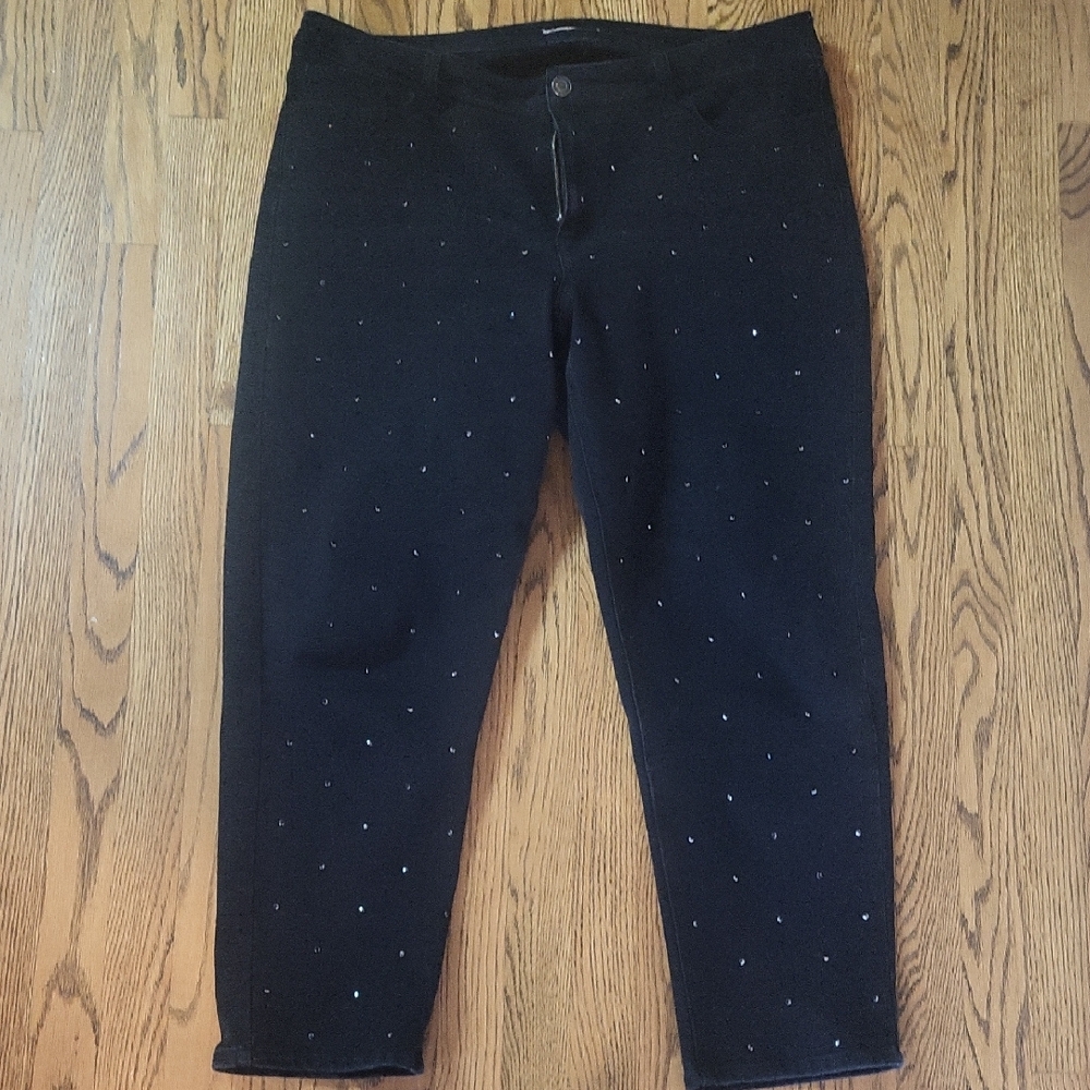 Black Studded Women's Jeans size 16W more like 16WP